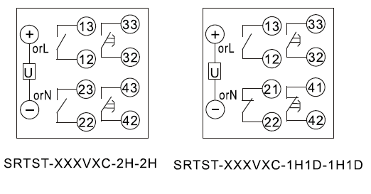 SRTST-24VDC-1H1D-1H1D-C內(nèi)部接線圖